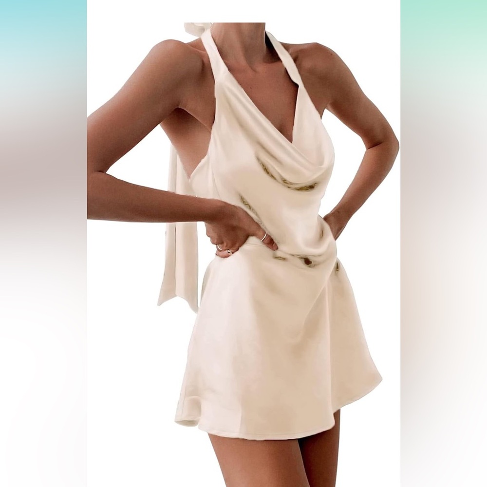 Champagne silk backless dress